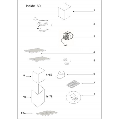 AIRINSIDE60BK - Vue éclatée de hotte Airforce - 1001pieces